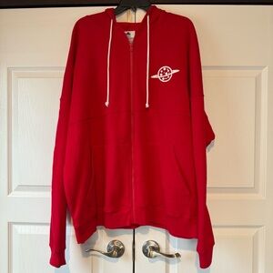 Disney Toy Story NWT Pizza Planet Red/white Spirit Jersey Zipper Hoodie Size XXL